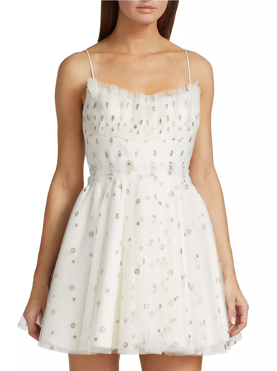 ml monique lhuillier mini dress ML Monique Lhuillier Glittered Tulle Minidress – DGFOutlet