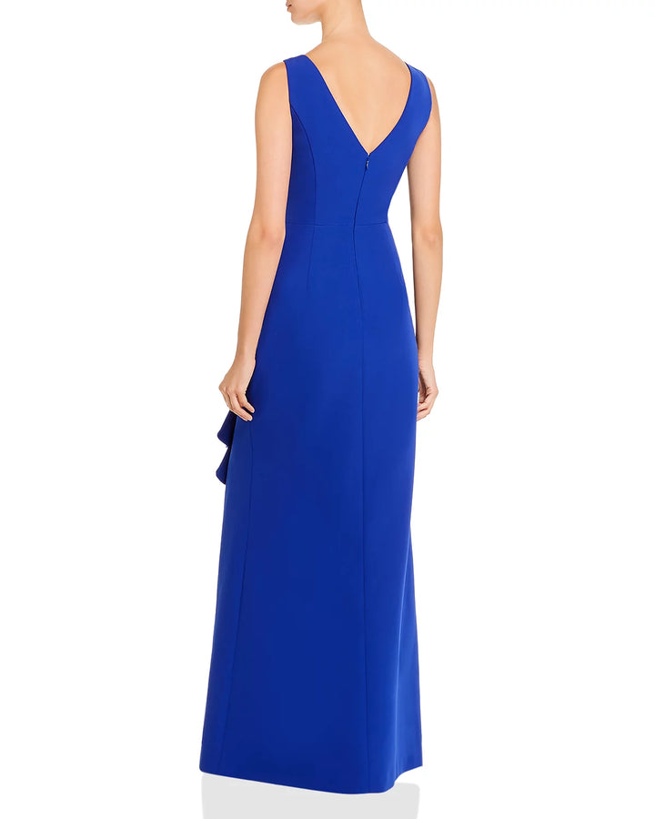 Eliza J Sleeveless Cascading-Ruffle Gown
