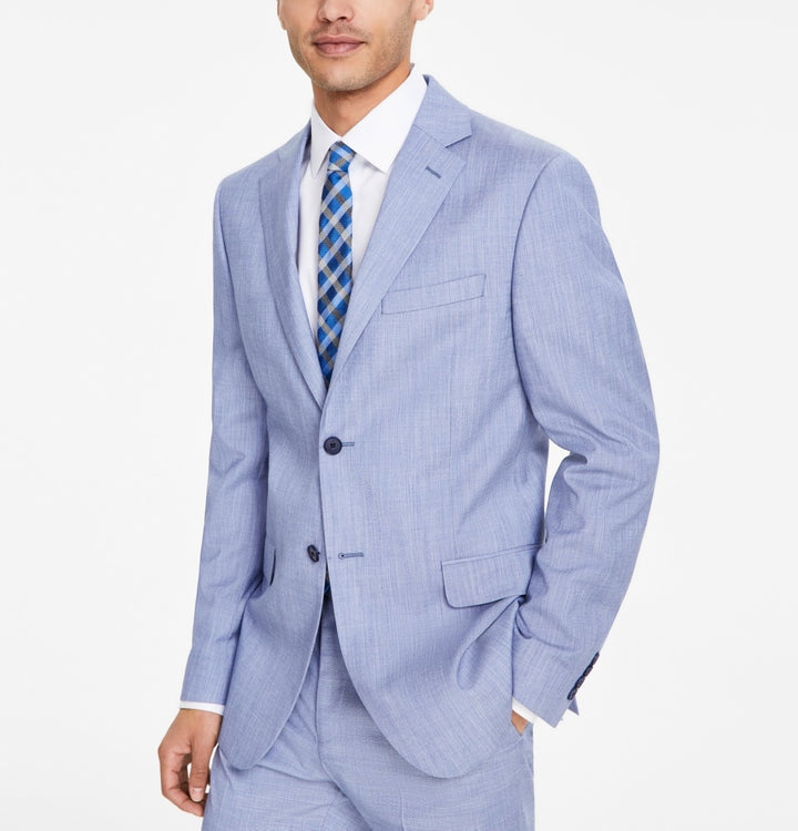DKNY Men's Modern-Fit Light Blue Neat Suit Separate Jacket