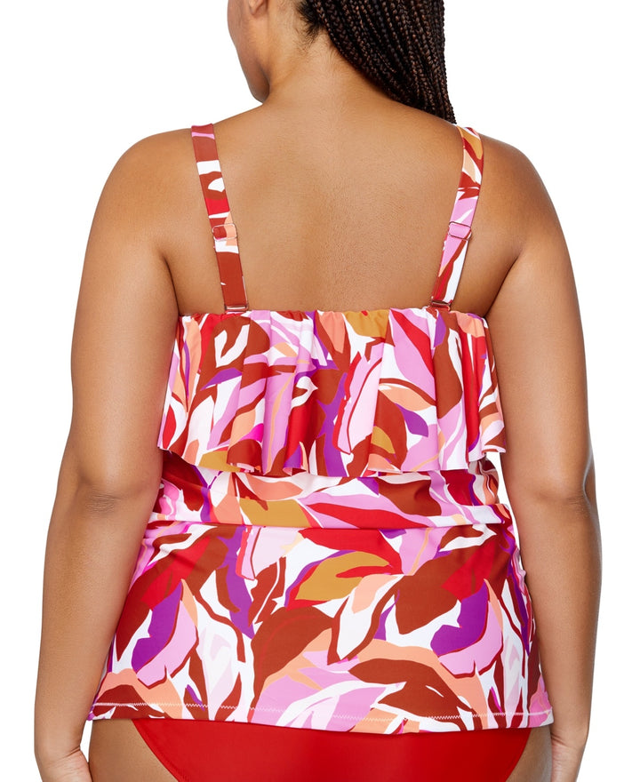 Raisins Curve Trendy Plus Size Sella Ruffled Tankini Top