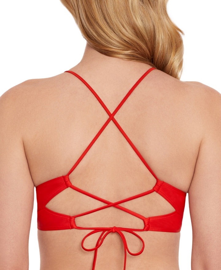 Salt + Cove Women's V-Neck Lace-up-Back Midkini Top