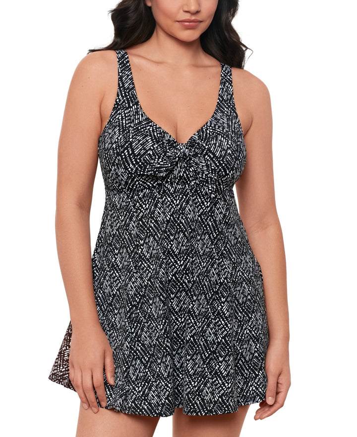 Swim Solutions Women's Abstract Bow Swimdress