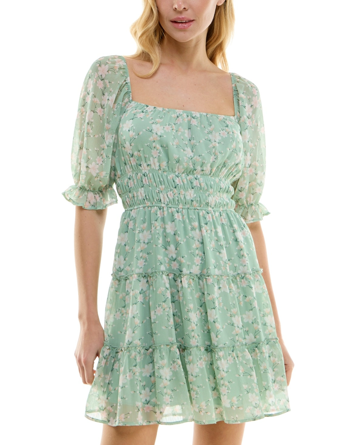 Trixxi Floral-Print Smocked Fit & Flare Dress – DGFOutlet