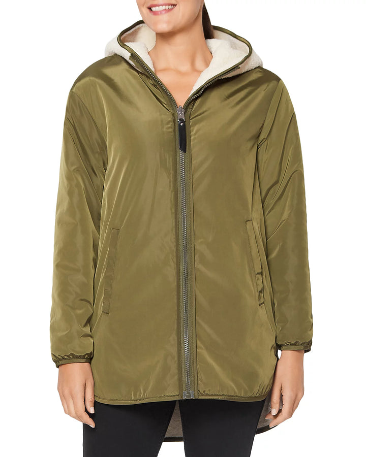 Sanctuary Hooded Reversible Fleece Coat