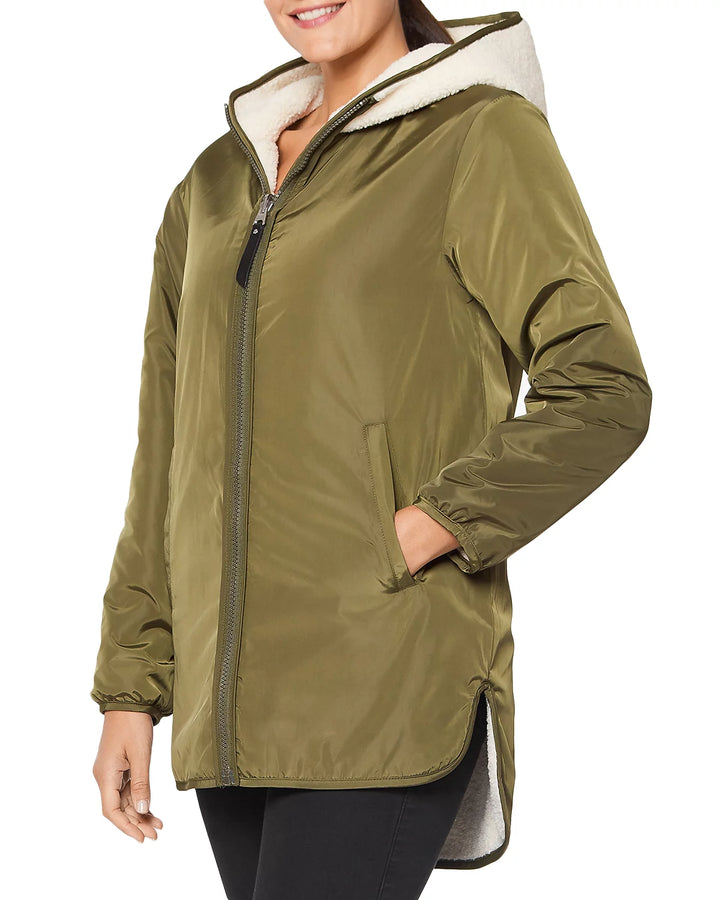 Sanctuary Hooded Reversible Fleece Coat