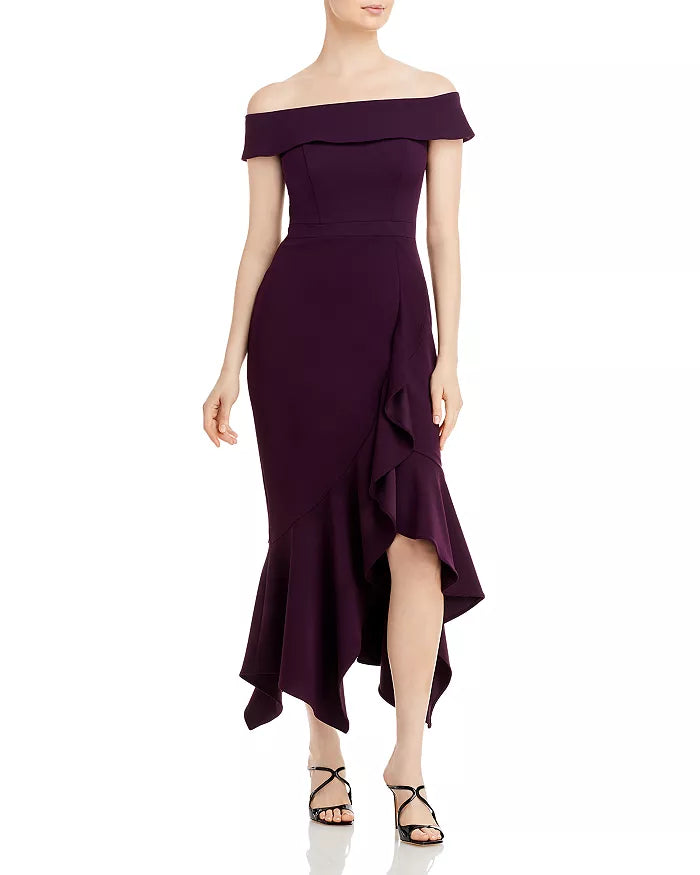 AQUA Ruffled Asymmetrical Hem Dress AQUA Ruffled Asymmetrical Hem Dress