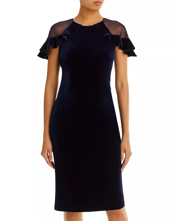 Eliza J Velvet Ruffle Sleeve Dress – DGFOutlet