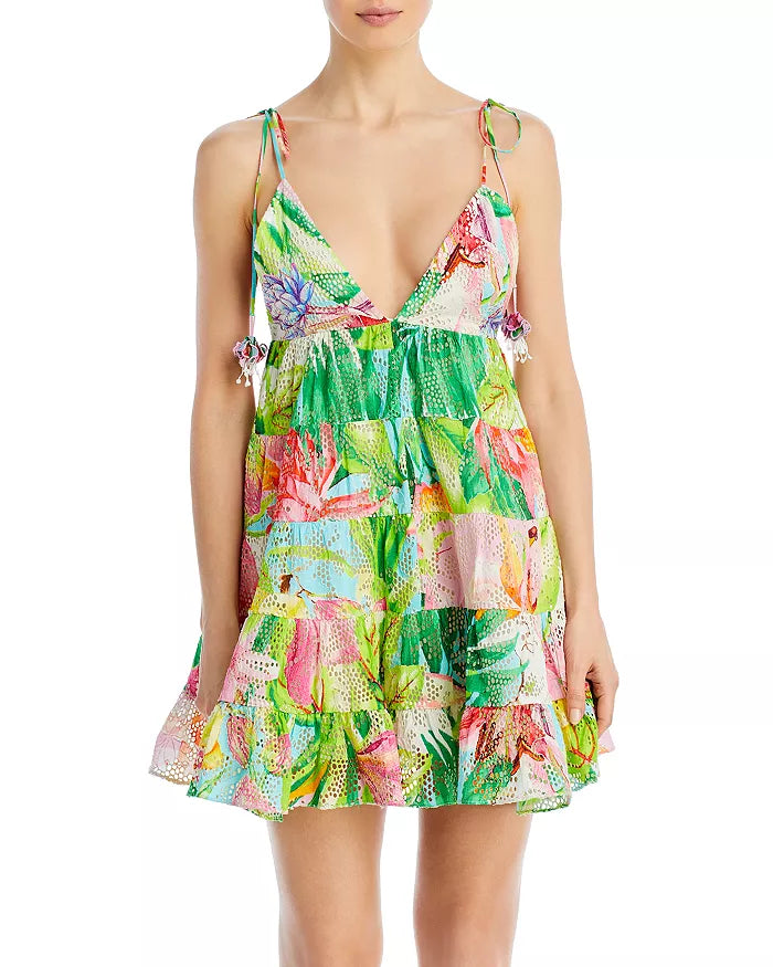 rococo sand mini dress Rococo Sand Cotton Eyelet Floral Print Mini Dress – DGFOutlet