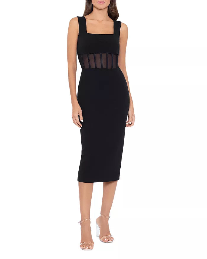 bustier mesh dress AQUA Bustier Mesh Panel Sheath Dress – DGFOutlet