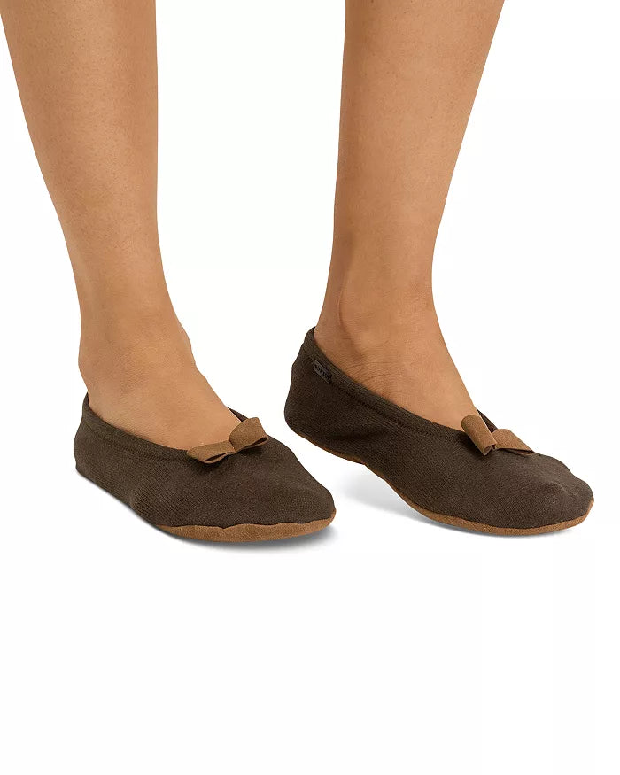 Hanro Double Face Cotton Blend Bow Detail Slippers