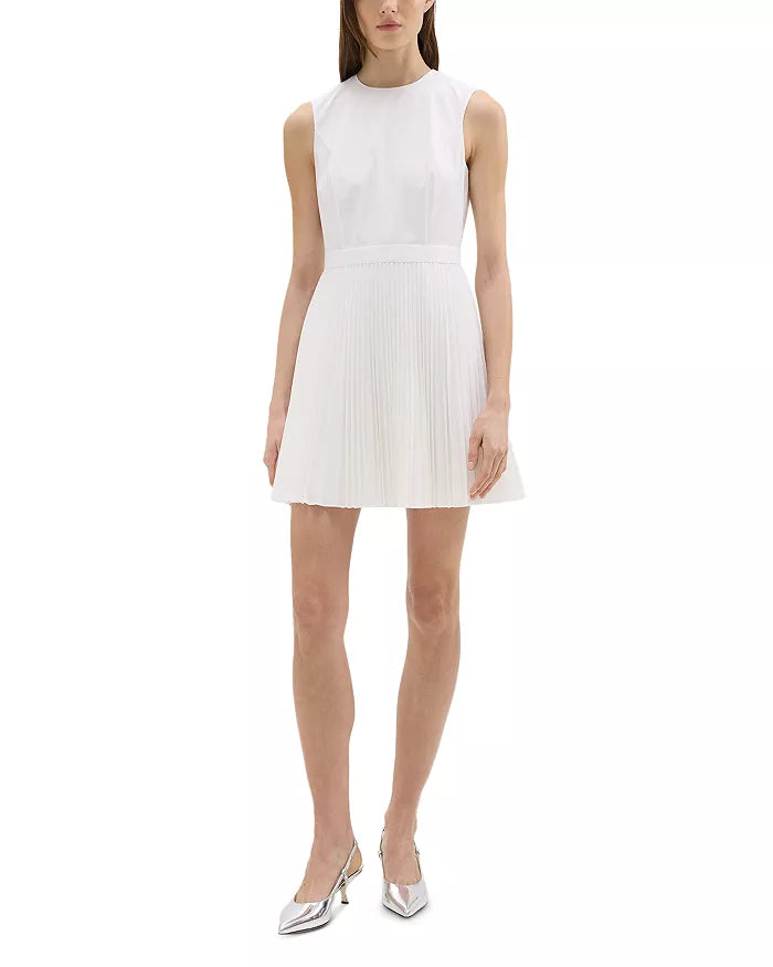 theory pleated dress Theory Womens Pleated Mini Dress White 2