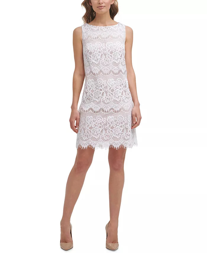 knee length dresses for ladies Jessica Howard Petite Lace Shift Dress