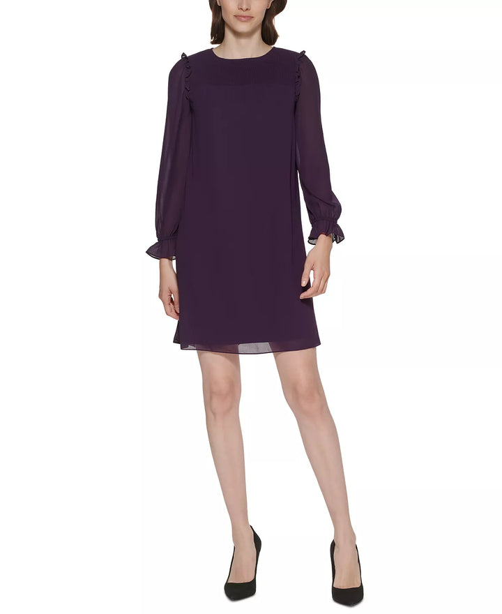 Jessica Howard Petite Illusion-Sleeve Shift Dress