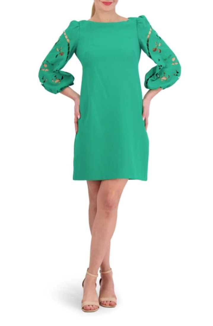 Vince Camuto Signature Stretch Crepe Embroidered-Sleeve Shift Dress –  DGFOutlet