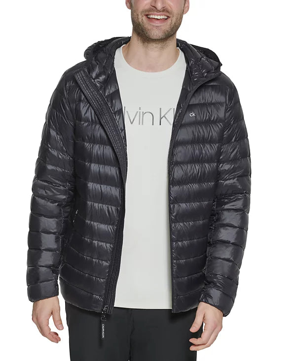 Calvin Klein MEN's Hooded Packable Down Jacket