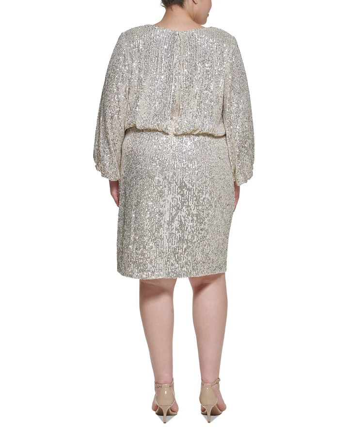 Eliza J Plus Size Sequin Blouson Dress