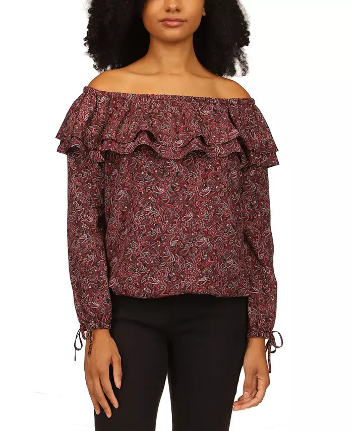 MICHAEL Michael Kors Pop Paisley Off-The-Shoulder Top