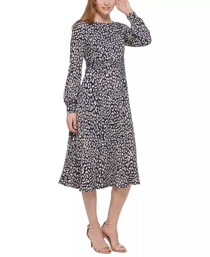 Jessica Howard Leopard-Print Ruched Midi Dress