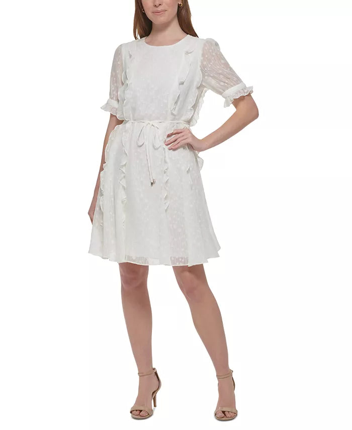 TOMMY HILFIGER Ruffled Chiffon Fit & Flare Dress – DGFOutlet