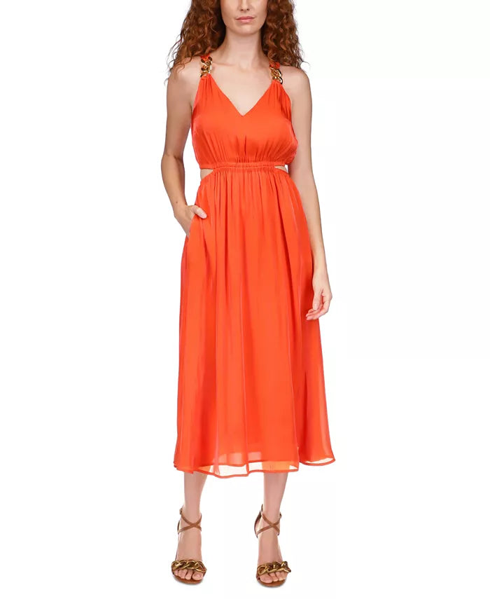 michael kors orange dress Michael Kors Side-Cutout Chain-Strap Dress – DGFOutlet