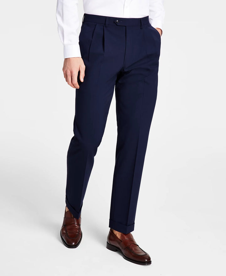 Michael Kors Men's Pleated Solid Classic Fit Pants