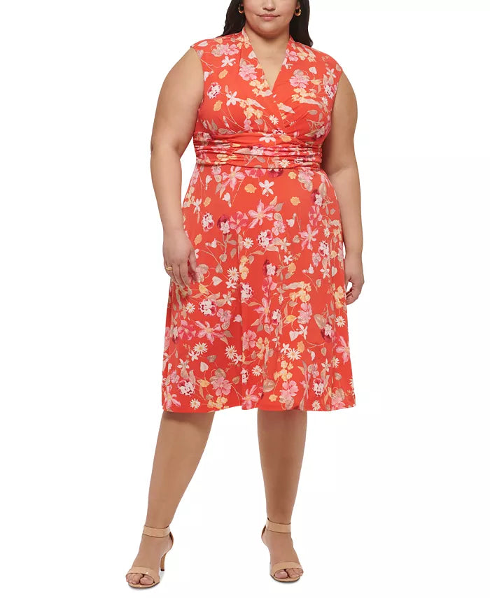 Jessica Howard V-Neck Midi Fit & Flare Dress DGFOutlet Jessica Howard V-Neck Midi Fit & Flare Dress DGFOutlet