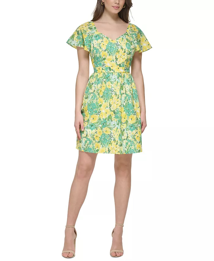 Kensie Women's Printed Eyelet Fit & Flare Mini Dress – DGFOutlet