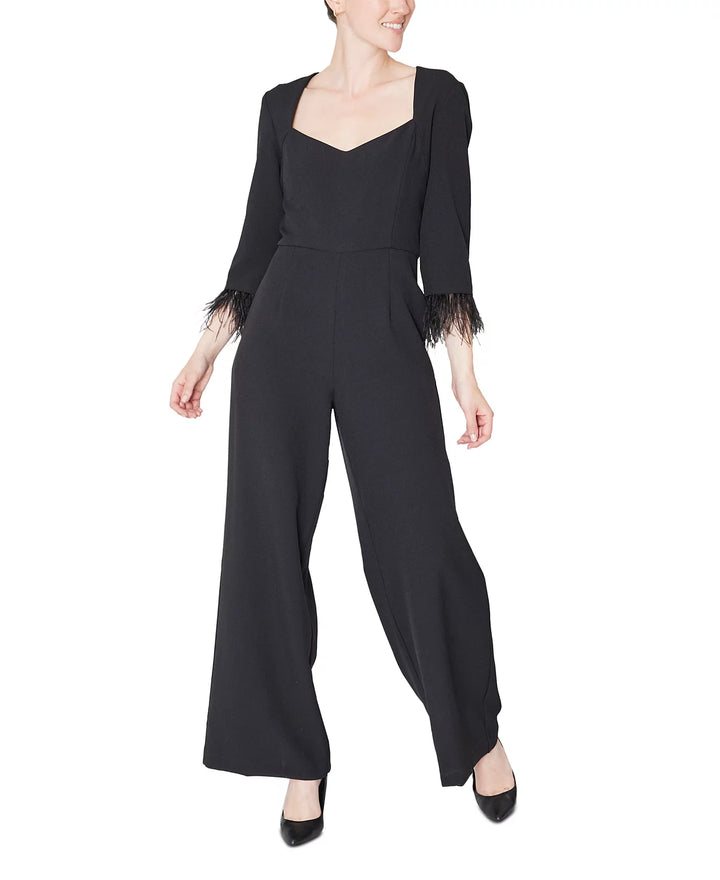 julia jordan Feather-Trim Jumpsuit