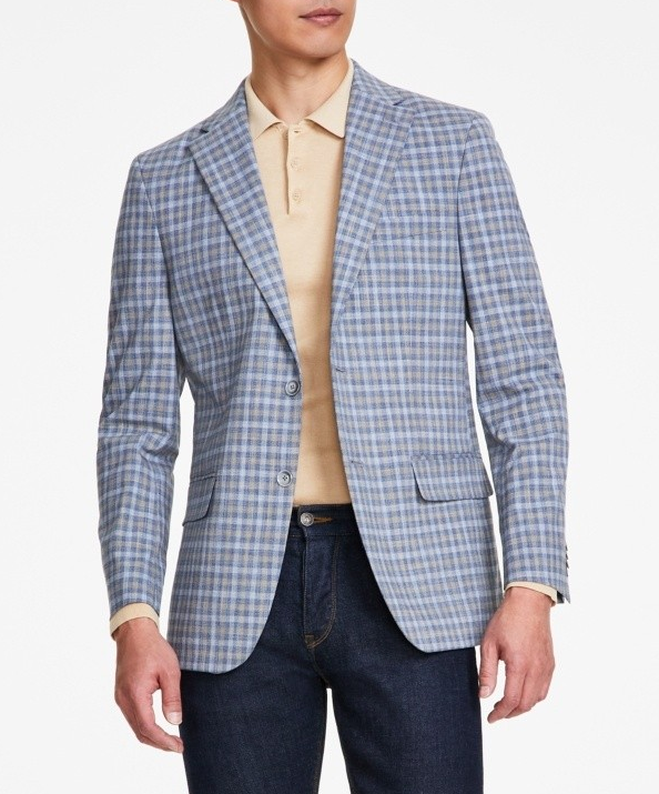 Tommy Hilfiger Men's Modern-Fit Windowpane Sport Coat MSRP $295