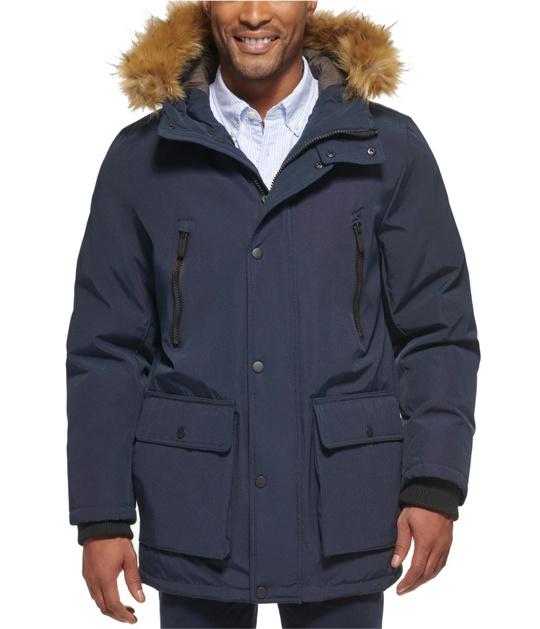Club Room Men's Parka with a Faux Fur-Hood Jacket MSRP $250