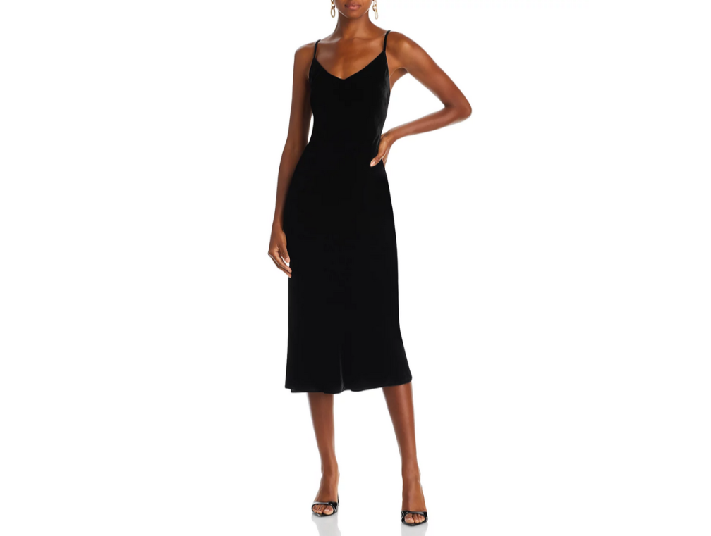 L'AGENCE Seridie Velvet Slip Dress In Black