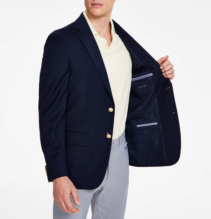Tommy Hilfiger Men's Modern-Fit Solid Navy Blazer MSRP $295