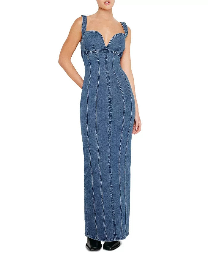 Good American Denim Corset Maxi Dress MSRP $229 – DGFOutlet Good American Denim Corset Maxi Dress MSRP $229 – DGFOutlet