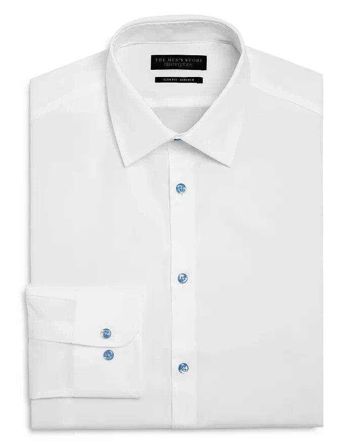 The Men's Store Solid Stretch Slim Fit Dress Shirt MSRP $89