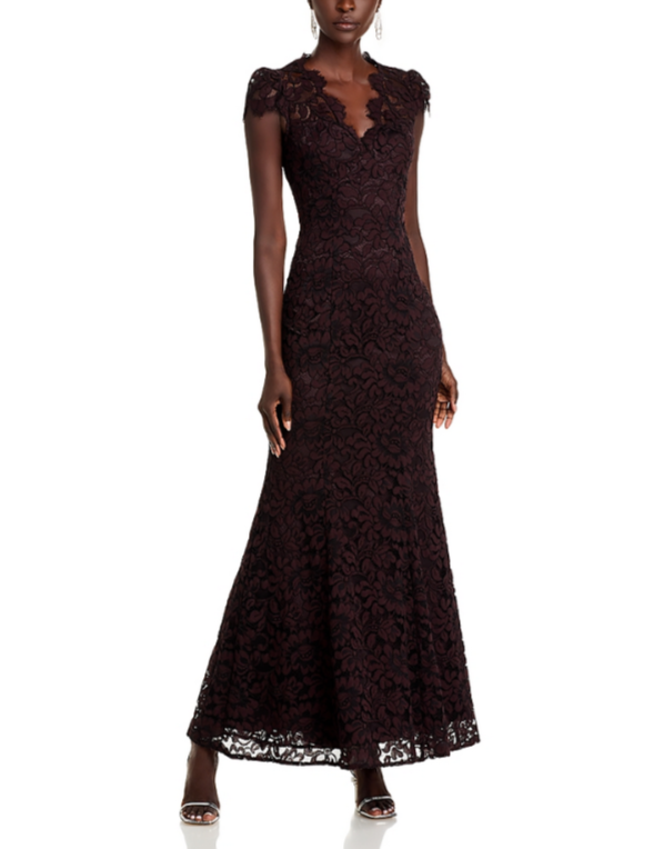 chinese dress ladies Eliza J Scalloped-Edge Lace Gown MSRP $268 – DGFOutlet