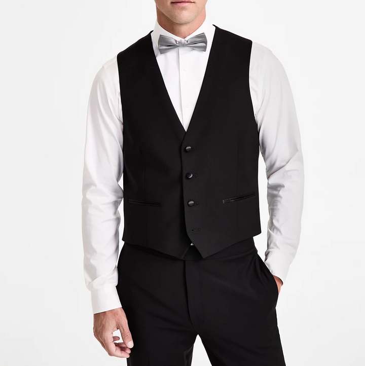 Calvin Klein Men's Slim-Fit Wool-Blend Tuxedo Vest MSRP $125