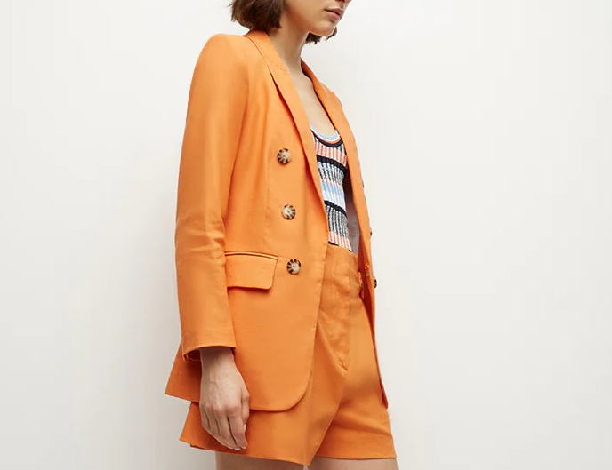 Veronica Beard Bexley Stretch-Linen Dickey Jacket MSRP $698