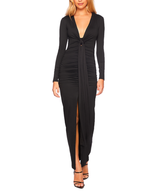 Susana Monaco Ruched Draped Long Sleeve Maxi Dress MSRP $248  DGFOutlet