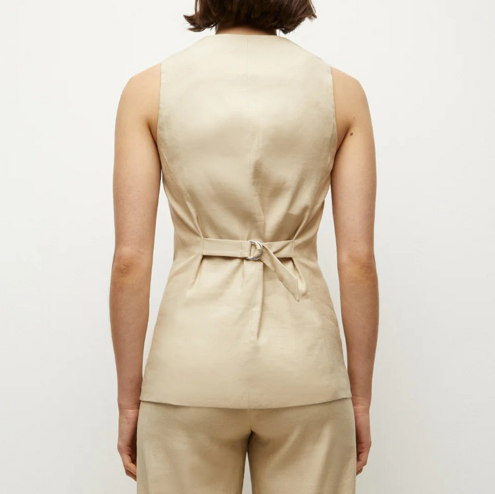 Veronica Beard Liff Linen-Blend Vest MSRP $428