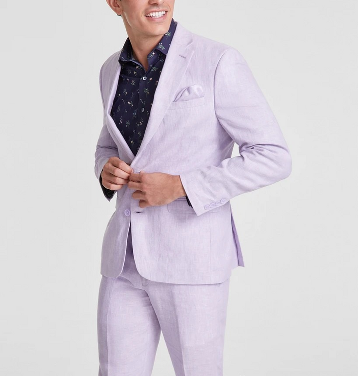 Bar III Men's Slim-Fit 100% Linen Suit Jackets - Lavender MSRP $360