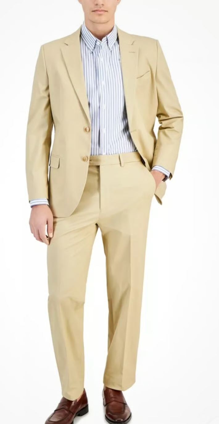 Nautica Men's Modern-Fit Seasonal Cotton Stretch Suit MSRP $395