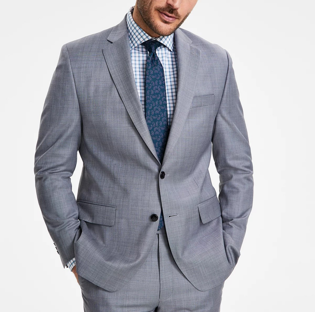 Michael Kors Men's Classic-Fit Wool-Blend Stretch Solid Suit Jacket MSRP $450