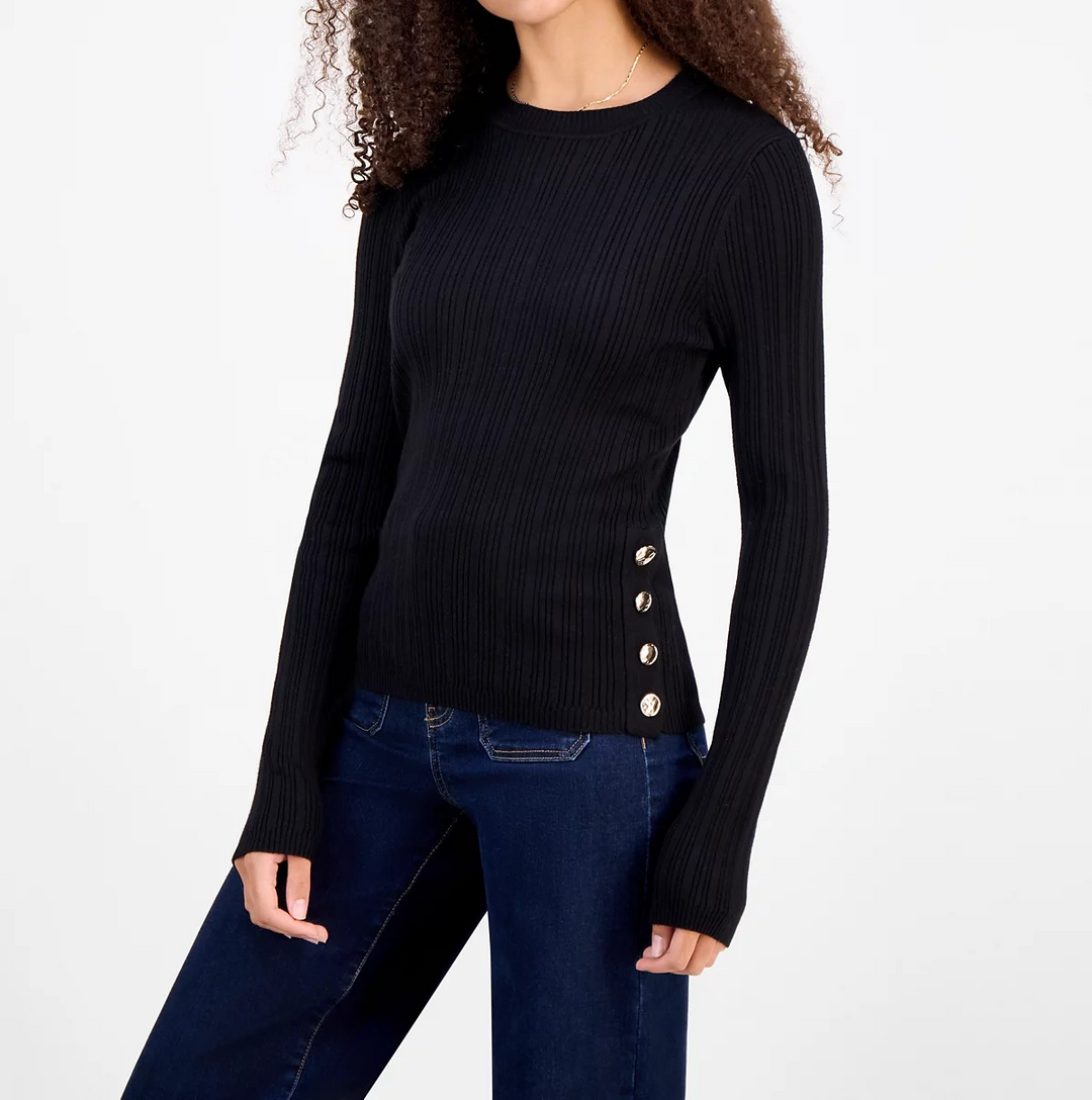 Hooked Up by IOT Juniors' Crewneck Long-Sleeve Sweater MSRP $34