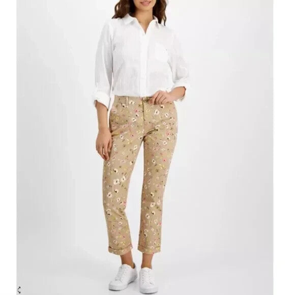 Tommy Hilfiger Floral Print Ditsy Hampton Chino Rolled-Cuff Pants MSRP $59.50