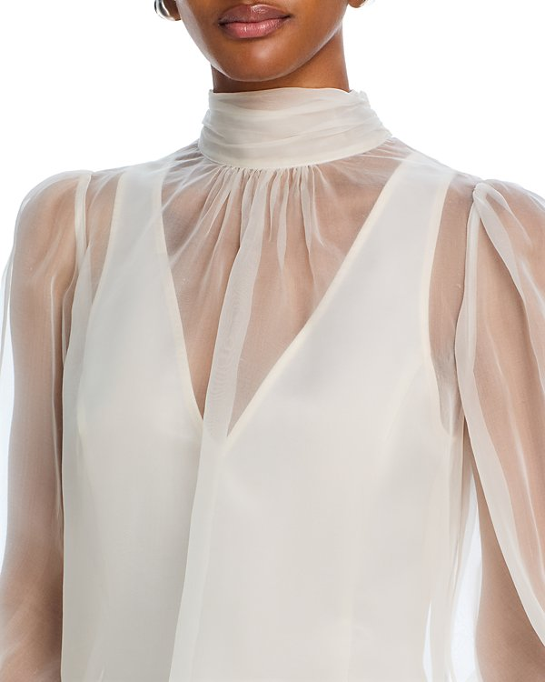 Cinq à Sept Reo Sheer Mock Neck Top MSRP $395