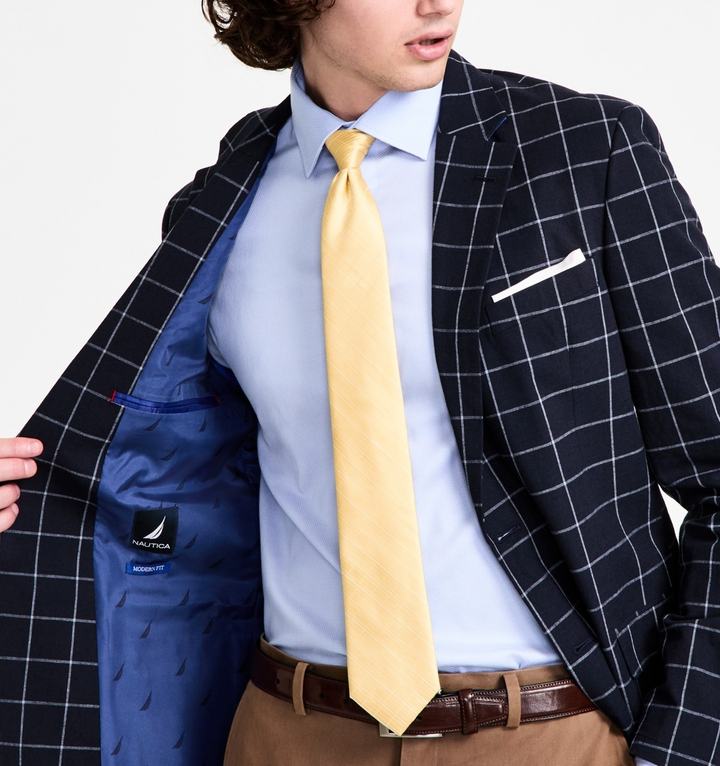 Nautica Men's Cotton & Linen Printed Modern-Fit Sport Coat MSRP $295
