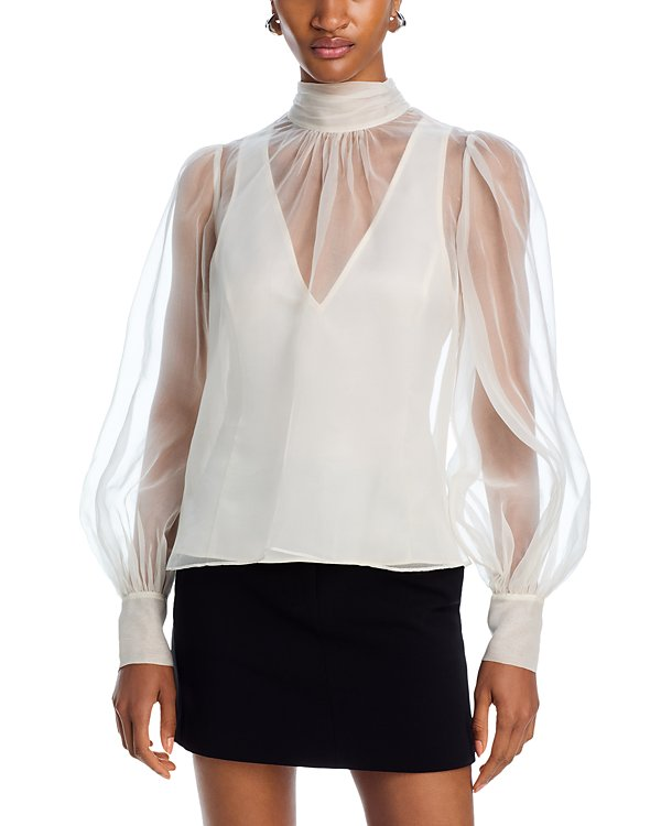 Cinq à Sept Reo Sheer Mock Neck Top MSRP $395