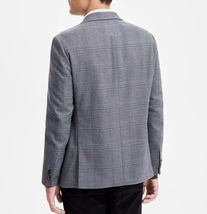 Tommy Hilfiger Men's Modern-Fit Gray & Brown Plaid Sport Coat MSRP $295