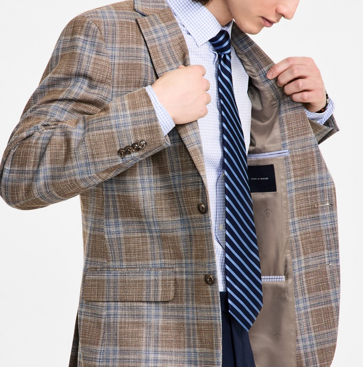 Tommy Hilfiger Men's Modern-Fit Windowpane Plaid Sport Coat MSRP $295