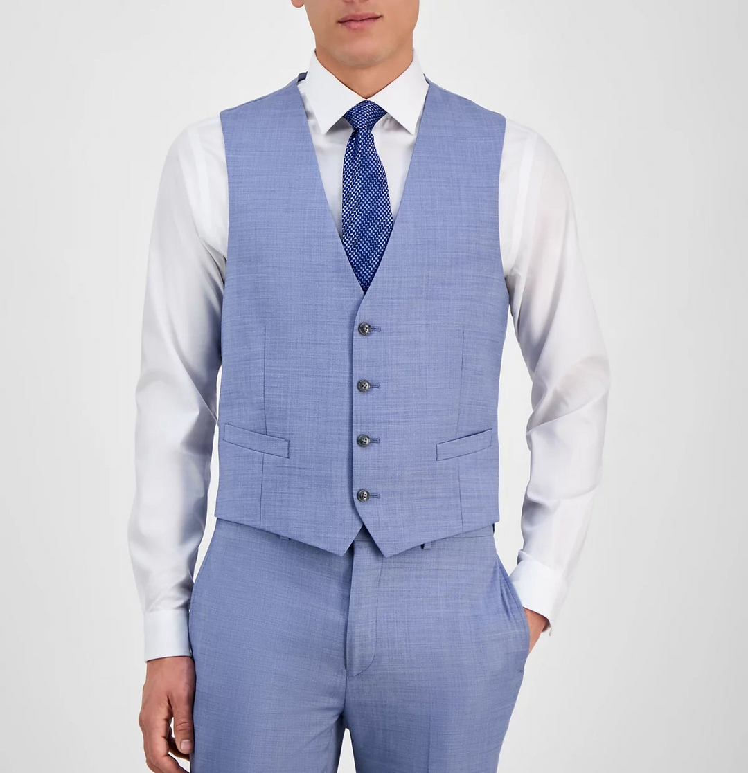 Calvin Klein Men's Slim-Fit Wool Blend Infinite Stretch Suit Vest MSRP $125
